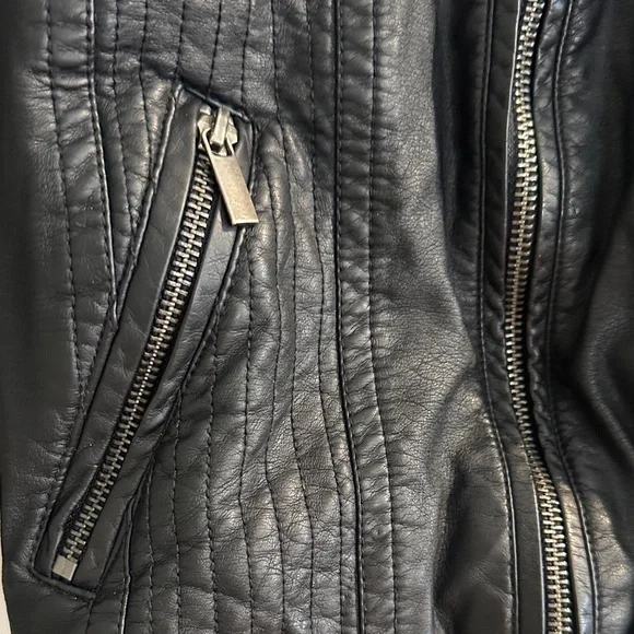 Women's Black Faux Leather Jacket - Picture 2 of 8